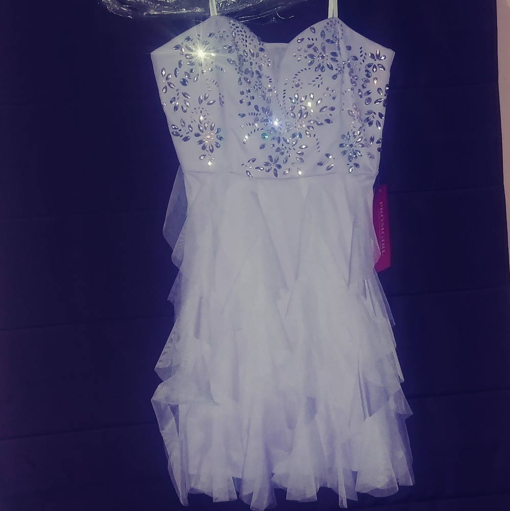 Purple strapless dress